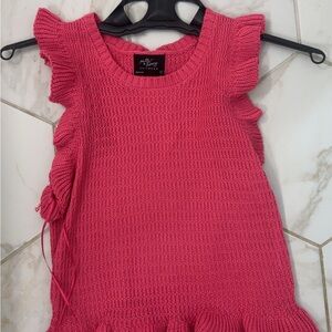 Vibrant Pink Ruffle Knit Kids Sweater
